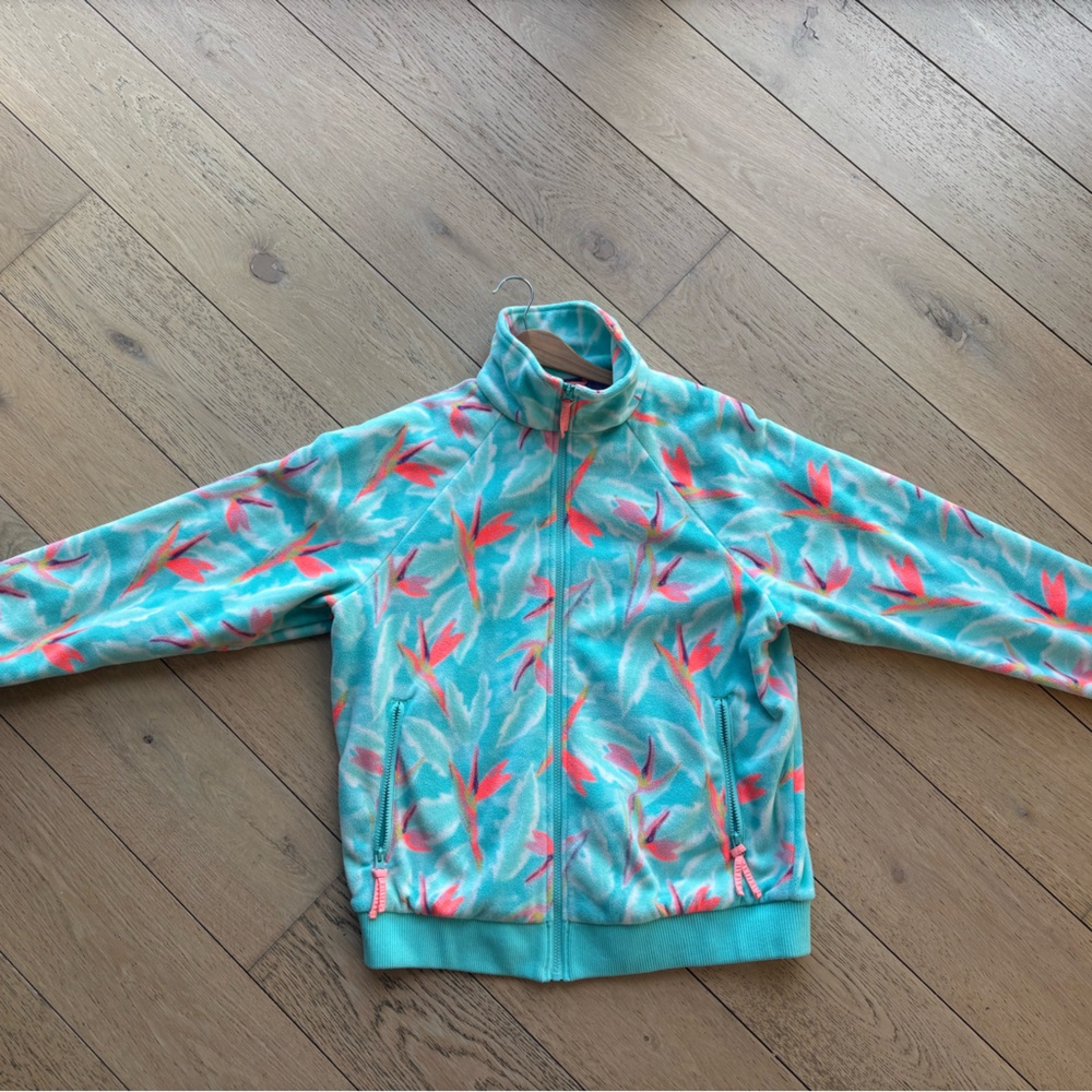Chubbies “Weekend Has Arrived” Fleece Zip-Up Jacket - Aqua and Coral + Flamingo